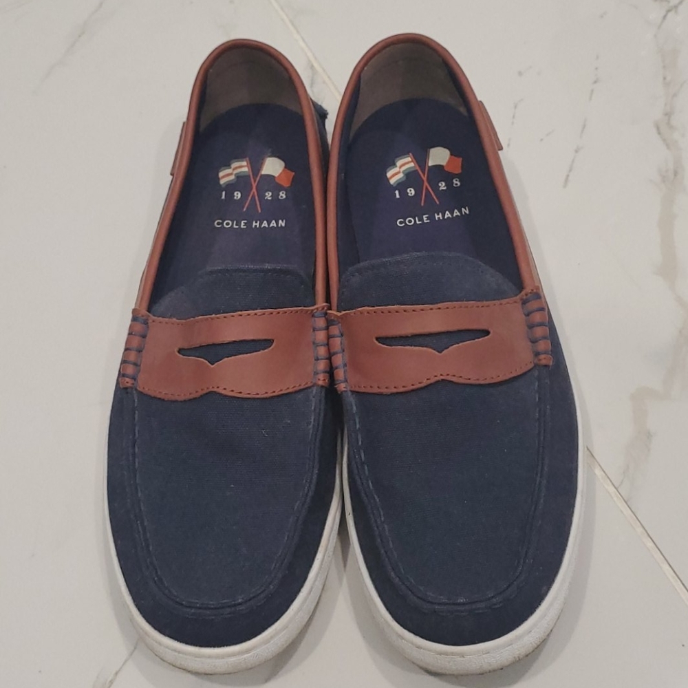 Cole haan canvas and leather loafers